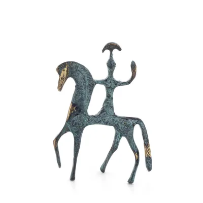 Athena or Athana or Athene: The goddess of wisdom with Horse or Pegasus 12cm Full-body bronze statue, ancient Greece decorati Br