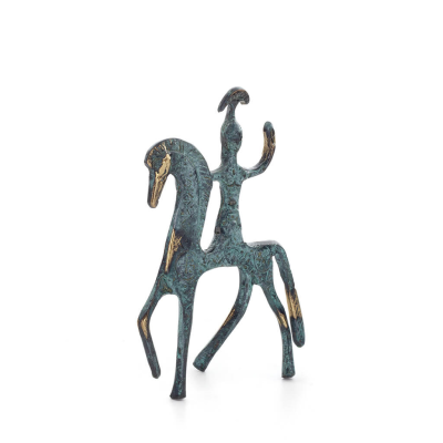 Athena or Athana or Athene: The goddess of wisdom with Horse or Pegasus 12cm Full-body bronze statue, ancient Greece decorati Br