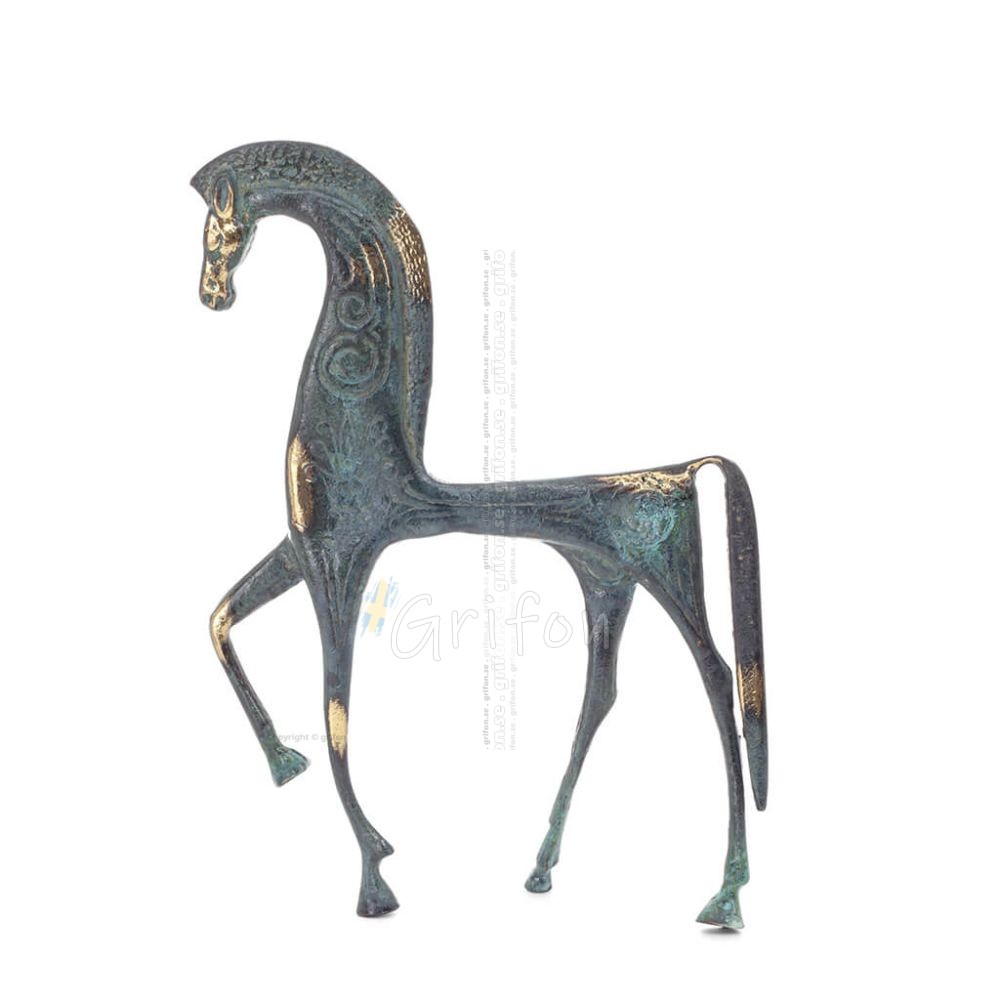 Archaic Horse eller Springare: irrationell, tyst men fylld av eld, energi, rörelse, 25cm helkropp staty, brons dekorativ. Brons Archaic Horse eller Springare: irrationell, tyst men fylld av eld, energi, rörelse, 25cm helkropp staty, brons dekorativ. Brons