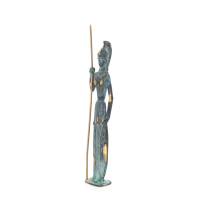 Athena or Athana or Athene: The goddess of wisdom 22cm with a spear, helmet & shield - Full-body statue Bronze decorative, ancie