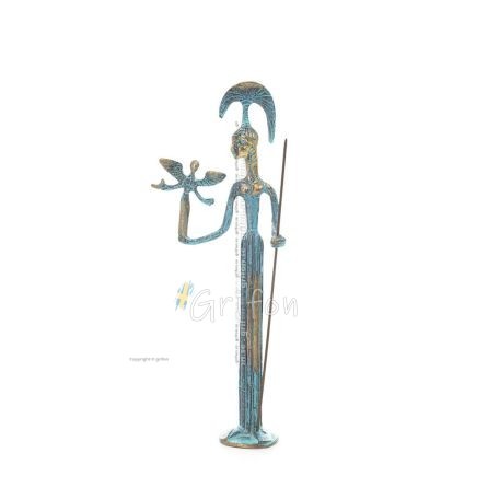 Athena or Athana or Athens: The goddess of wisdom 24cm with a spear, helmet inspired by the sculptural artwork of Phidias. Bronz