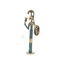 Athena or Athana or Athene: The goddess of wisdom with a helmet, shield & an owl in her hand 22 cm Full-body statue Bronze decor