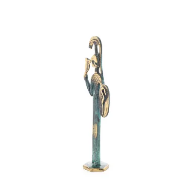 Athena or Athana or Athene: The goddess of wisdom with a helmet, shield & an owl in her hand 22 cm Full-body statue Bronze decor