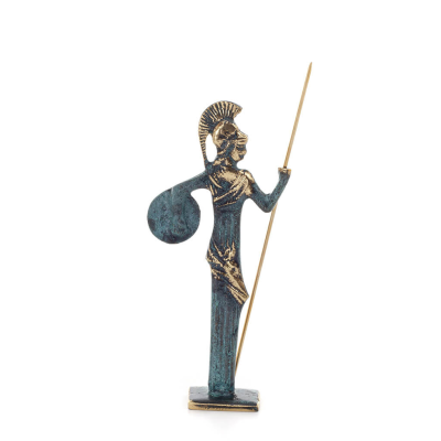 Athena or Athana or Athene: The goddess of wisdom 16cm with a spear, helmet, and shield with an owl Full-body statue Bronze Bron