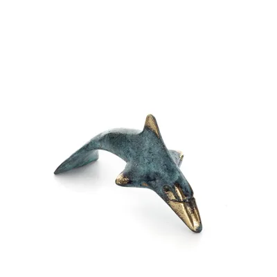 Delfin: symbol för frihet, glädje, styrka, harmoni 6x10,5 cm Helkroppsstaty Bronsdekoration Brons 5 - grifon.se 
