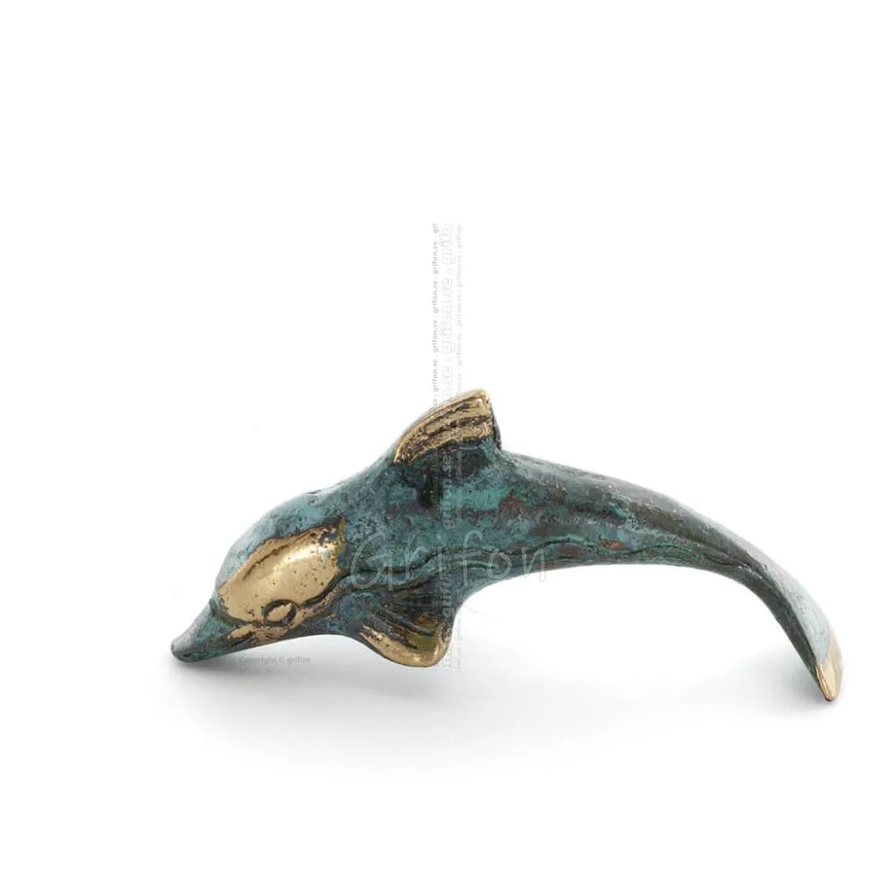 Delfin: symbol för frihet, glädje, styrka, harmoni 2x6cm helkroppsstaty bronsprydnad Brons 1 - grifon.se 