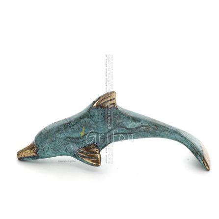 Delfin: symbol för frihet, glädje, styrka, harmoni 4x14cm Helkroppsstaty Bronsdekoration Brons 1 - grifon.se