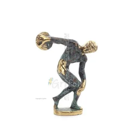 Discus Thrower of Myron: Young Athlete, Olympic Games Symbol 10cm Full Body Statue Bronze Ornament, Ancient Greece Bronze 1 - gr