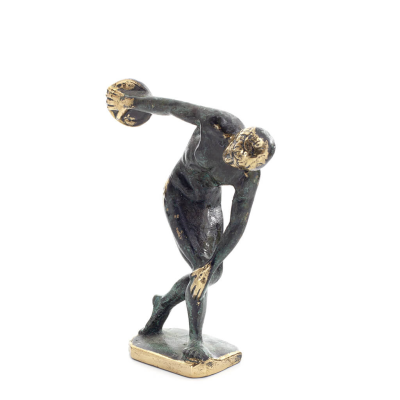 Discus Thrower of Myron: Ung idrottare, OS-symbol 13 cm helkroppsstaty bronsprydnad, antikens Grekland Brons 2 - grifon.se 