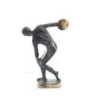 Discus Thrower of Myron: Ung idrottare, OS-symbol 13 cm helkroppsstaty bronsprydnad, antikens Grekland Brons 4 - grifon.se 