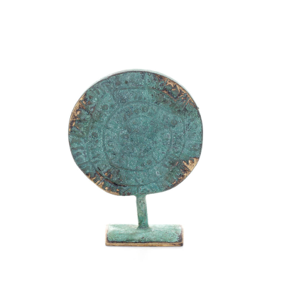 Phaistos Disc: The Unsolved Mystery, 9 cm bronsprydnad, minoisk civilisation, antikens Grekland Brons 1 - grifon.se 
