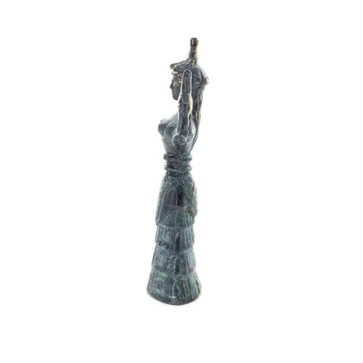 Snake Goddess, The Goddess of Fertility Solid 14x10cm Helkroppsstaty Brons Ornament, Minoisk Civilisation, Antika Grekland Brons