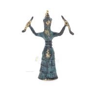 Snake Goddess, The Goddess of Fertility Solid 14x10cm Full Body Statue Bronze Ornament, Minoan Civilization, Ancient Greece Bron