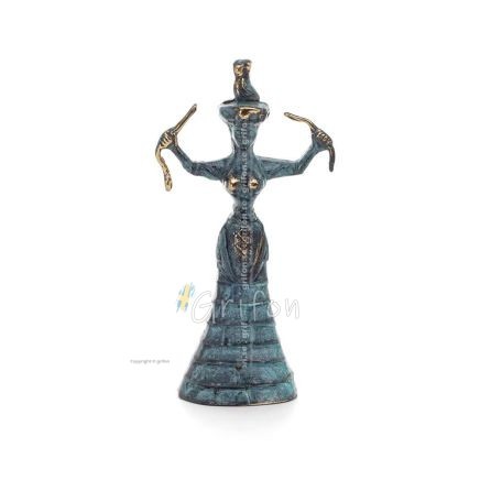 Snake Goddess, Fertility Goddess 19x10cm Full Body Statue Bronze Ornament, Minoan Civilization, Ancient Greece Bronze 1 - grifon