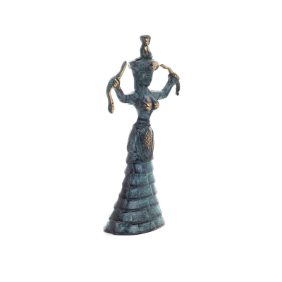 Snake Goddess, Fertility Goddess 19x10cm Full Body Statue Bronze Ornament, Minoan Civilization, Ancient Greece Bronze 5 - grifon