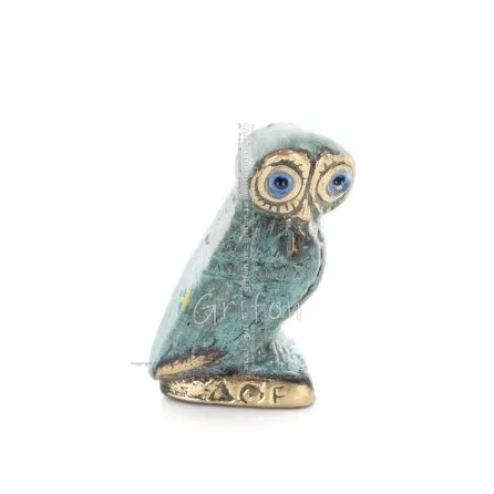Uggla eller Glaucus: den heliga fågeln, symbol för visdom, försiktighet, n3 5x3cm Helkroppsstaty Bronsdekoration Brons 1 - grifo