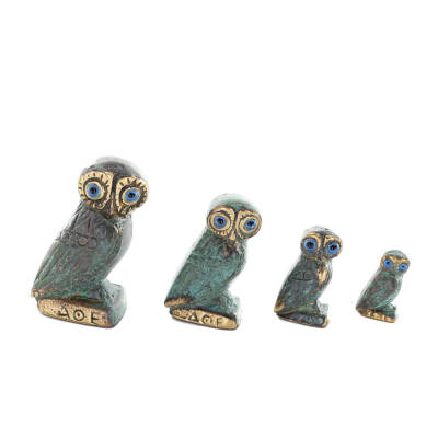 Owl or Glaucus: the sacred bird, symbol of wisdom, prudence, L4 6x3cm Full body statue Bronze decoration Bronze 6 - grifon.se 