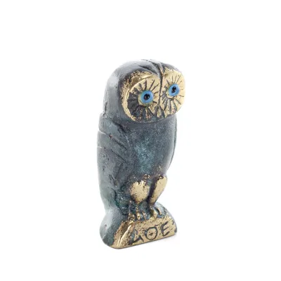 Uggla eller Glaucus: den heliga fågeln, symbol för visdom, försiktighet, byte 6x2cm Helkroppsstaty Dekorativ brons Brons 5 - gri
