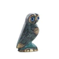 Uggla eller Glaucus: den heliga fÃ¥geln, symbol fÃ¶r visdom, fÃ¶rsiktighet, jÃ¤tte 8x5 cm helkroppsstaty Bronsdekoration Brons 3 - g