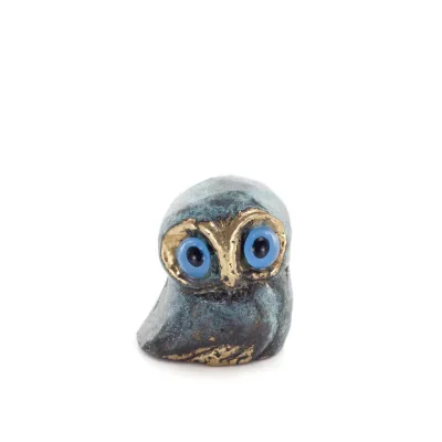 Owl or Glaucus: the sacred bird, symbol of wisdom, prudence, low oblique small 2x2cm Full body statue Bronze decorative Bronze 1