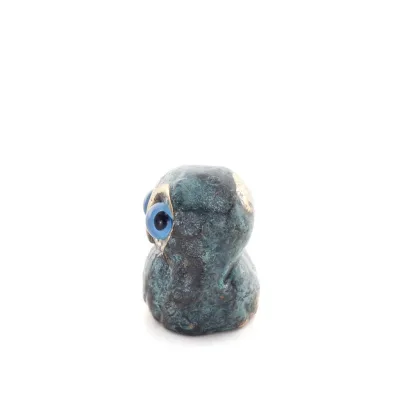 Uggla eller Glaucus: den heliga fågeln, symbol för visdom, försiktighet, låg sned liten 2x2cm helkroppsstaty Brons dekorativ Bro