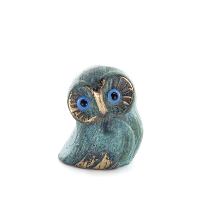 Uggla eller Glaucus: den heliga fÃ¥geln, symbol fÃ¶r visdom, fÃ¶rsiktighet, lÃ¥g sned medium 5x4cm Helkroppsstaty Dekorativ brons Br