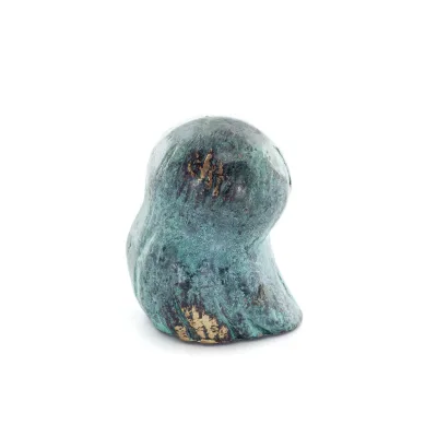 Uggla eller Glaucus: den heliga fågeln, symbol för visdom, försiktighet, låg sned medium 5x4cm Helkroppsstaty Dekorativ brons Br