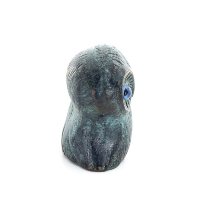 Owl or Glaucus: the sacred bird, symbol of wisdom, prudence, low oblique large 6x4cm Full body statue Bronze decorative Bronze 4