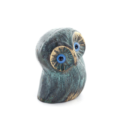 Owl or Glaucus: the sacred bird, symbol of wisdom, prudence, low oblique large 6x4cm Full body statue Bronze decorative Bronze 5