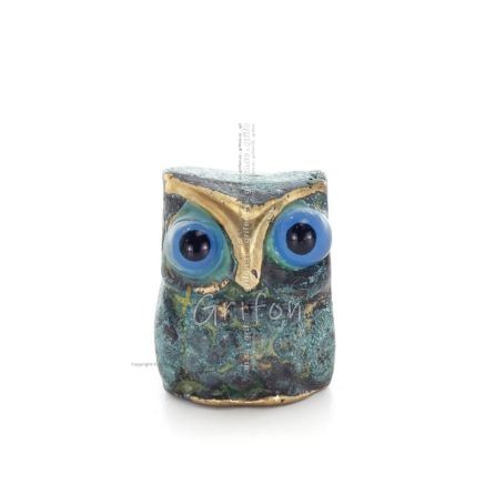 Owl or Glaucus: the sacred bird, symbol of wisdom, prudence, sculpture new 2x1cm Full body statue Bronze decorative Bronze 1 - g