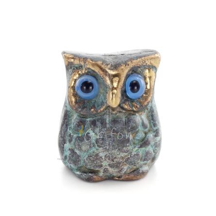 Owl or Glaucus: the sacred bird, symbol of wisdom, prudence, sculpture new 3x2cm Full body statue Bronze decorative Bronze 1 - g
