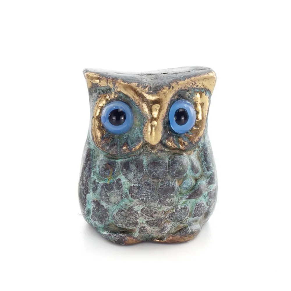 Owl or Glaucus: the sacred bird, symbol of wisdom, prudence, sculpture new 3x2cm Full body statue Bronze decorative Bronze 1 - g