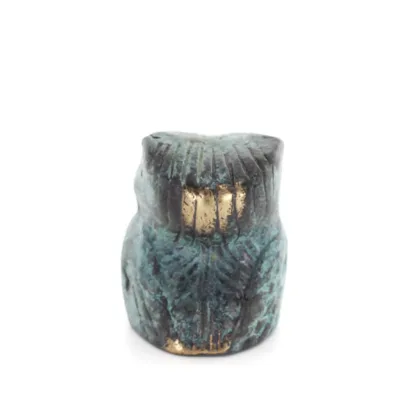 Uggla eller Glaucus: den heliga fågeln, symbol för visdom, försiktighet, skulptur ny 4x3cm helkroppsstaty Brons dekorativ Brons 