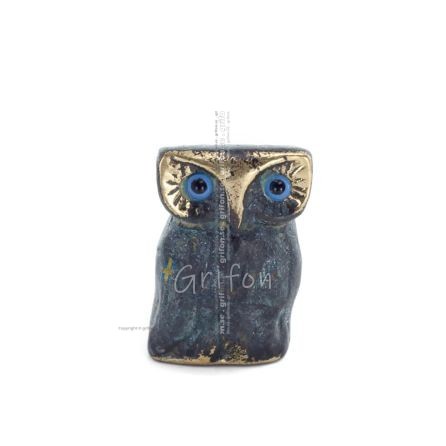 Owl or Glaucus: the sacred bird, symbol of wisdom, prudence, owl sculpture 3x2cm Full body statue Bronze decorative Bronze 1 - g