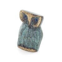 Owl or Glaucus: the sacred bird, symbol of wisdom, prudence, owl sculpture 4x3cm Full body statue Bronze decorative Bronze 5 - g