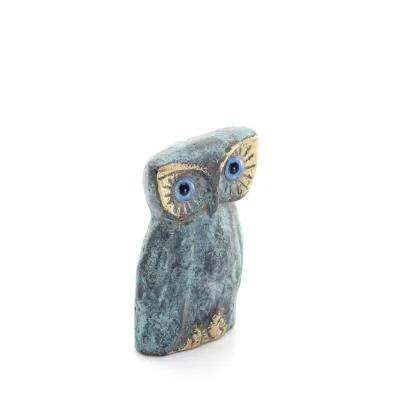 Owl or Glaucus: the sacred bird, symbol of wisdom, prudence, owl sculpture 5x4cm Full body statue Bronze decorative Bronze 5 - g