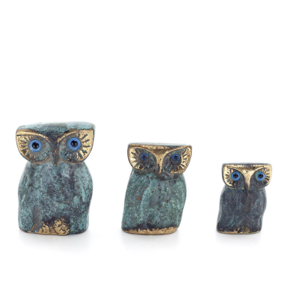 Owl or Glaucus: the sacred bird, symbol of wisdom, prudence, owl sculpture 5x4cm Full body statue Bronze decorative Bronze 6 - g