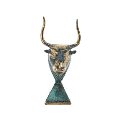 Minotaur: Drottning Pasiphaes son, tjurhuvud, tjurhuvud 11 cm byst, dekorativ staty, minoisk civilisation Brons 1 - grifon.se 