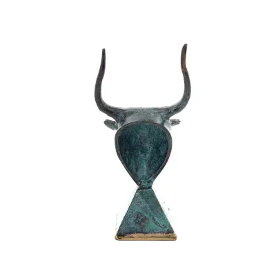 Minotaur: Drottning Pasiphaes son, tjurhuvud, tjurhuvud 11 cm byst, dekorativ staty, minoisk civilisation Brons 4 - grifon.se 