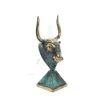 Minotaur: Drottning Pasiphaes son, tjurhuvud, tjurhuvud 11 cm byst, dekorativ staty, minoisk civilisation Brons 5 - grifon.se 