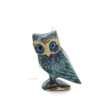Owl or Glaucus: the sacred bird, symbol of wisdom, prudence, side 3.8x2.5cm Full body statue Bronze decoration Bronze 1 - grifon