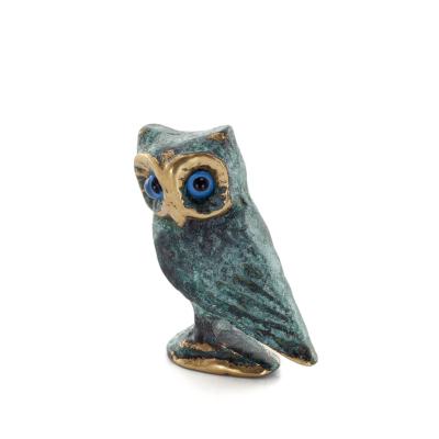 Owl or Glaucus: the sacred bird, symbol of wisdom, prudence, side 3.8x2.5cm Full body statue Bronze decoration Bronze 5 - grifon