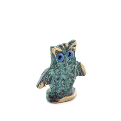 Owl or Glaucus: the sacred bird, symbol of wisdom, prudence, open wings n1 3x3cm Full body statue Bronze decoration Bronze 5 - g