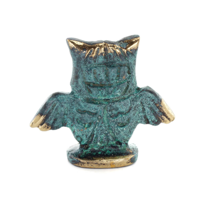 Uggla eller Glaucus: den heliga fÃ¥geln, symbol fÃ¶r visdom, fÃ¶rsiktighet, Ã¶ppna vingar n3 5x5,5 cm Helkroppsstaty Bronsdekoration