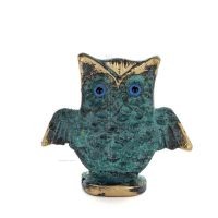 Owl or Glaucus: the sacred bird, symbol of wisdom, prudence, open wings n3 7x7cm Full body statue Bronze decoration Bronze 1 - g