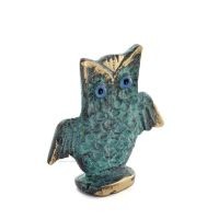 Owl or Glaucus: the sacred bird, symbol of wisdom, prudence, open wings n3 7x7cm Full body statue Bronze decoration Bronze 5 - g