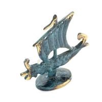 Uggla eller Glaucus: den heliga fÃ¥geln, symbol fÃ¶r visdom, fÃ¶rsiktighet, gigantisk sned 9x6cm helkroppsstaty Bronsdekoration Bro