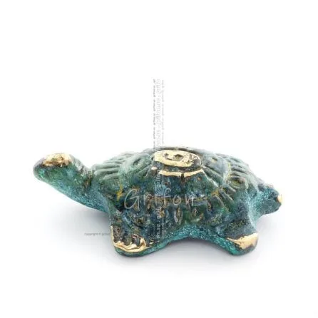 Sköldpadda: symboliserar styrka, mod, skydd, visdom, tålamod 4x3cm helkroppsstaty Brons Ornament Brons 1 - grifon.se 