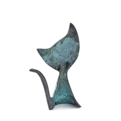 Kattplakett 8x6 cm helkroppsstaty Brons Dekorativ, miniatyr Brons 3 - grifon.se 