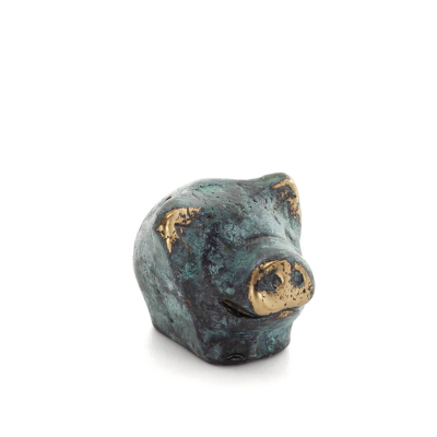 SmÃ¥gris 2x2cm helkroppsstaty Bronsprydnad, miniatyr Brons 5 - grifon.se 